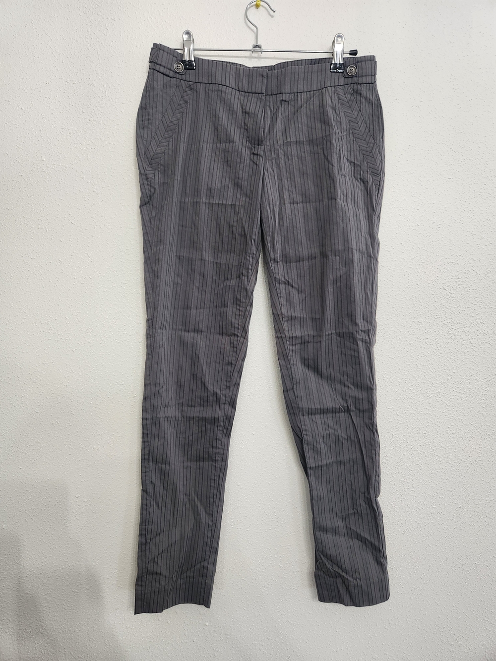 bebe Gray Pinstripe Straight-Leg Dress Pants